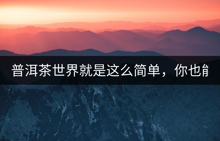 普洱茶世界就是這么簡(jiǎn)單，你也能懂！