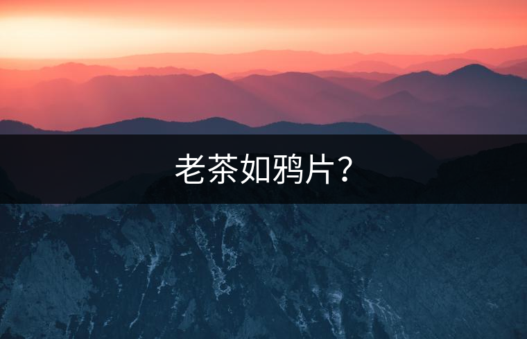 老茶如鴉片？