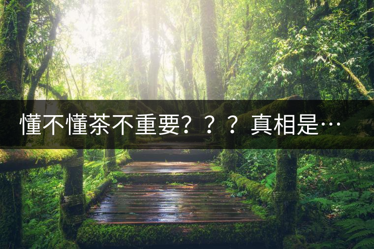 懂不懂茶不重要？？？真相是……