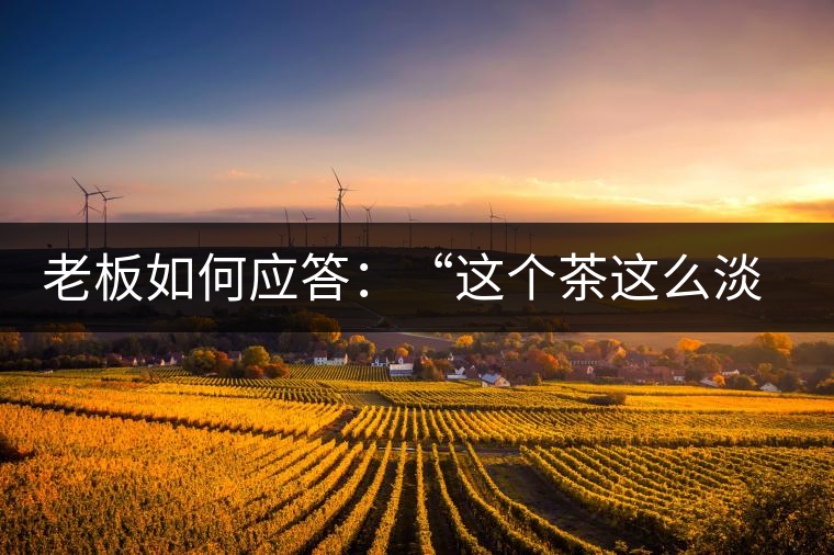 老板如何應(yīng)答：“這個茶這么淡，為什么值這個錢？”