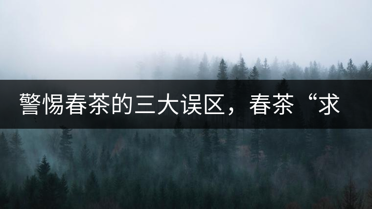 警惕春茶的三大誤區(qū)，春茶“求早”不如“求好”！