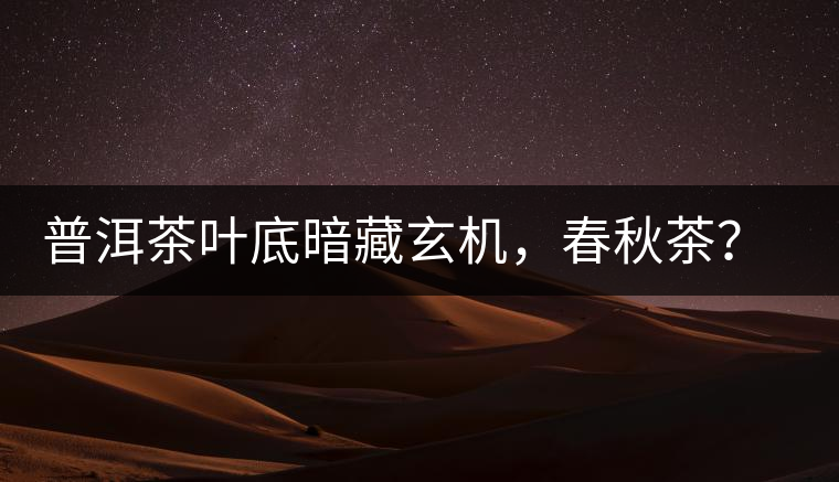 普洱茶葉底暗藏玄機(jī)，春秋茶？大樹茶？野生茶？班章料？你讀懂了嗎？