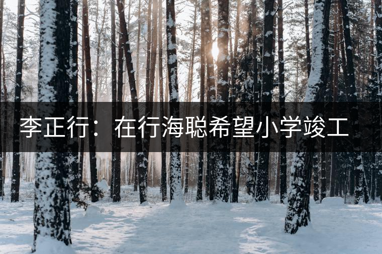 李正行：在行海聰希望小學(xué)竣工典禮儀式上的講話