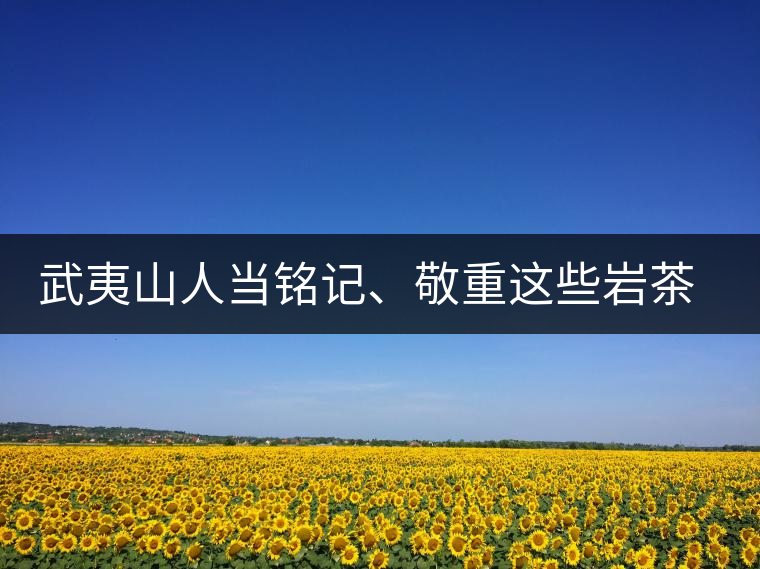 武夷山人當(dāng)銘記、敬重這些巖茶功臣