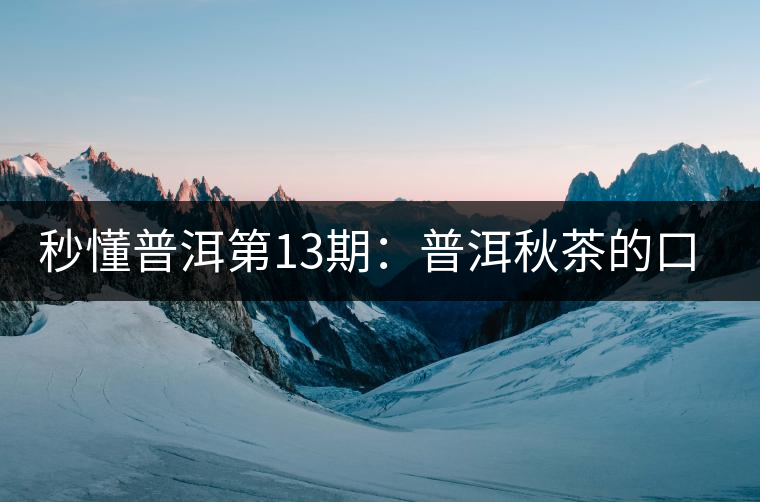 秒懂普洱第13期：普洱秋茶的口感特點(diǎn)？
