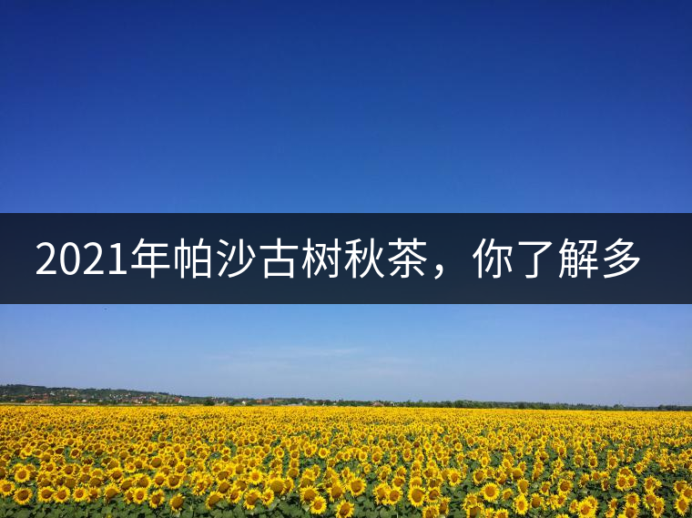 2021年帕沙古樹秋茶，你了解多少？