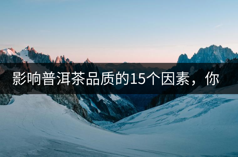 影響普洱茶品質(zhì)的15個因素，你知道幾個？